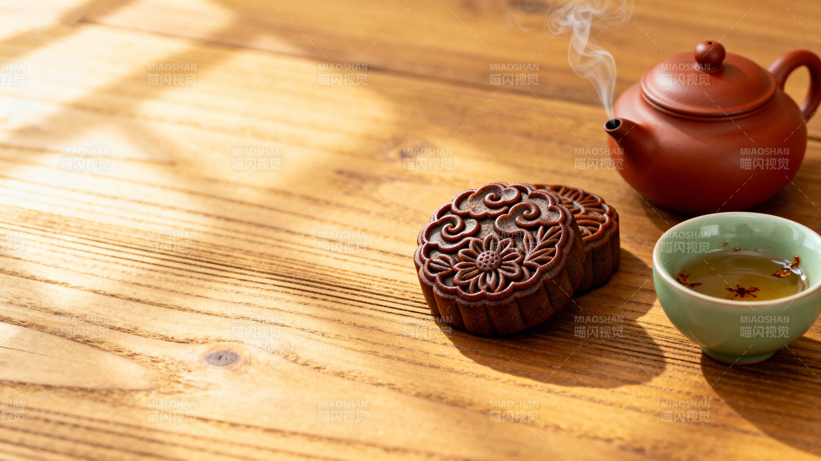 茶香伴月饼图片