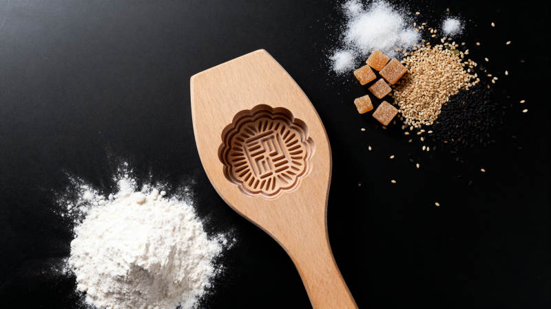 月饼模具与食材图片