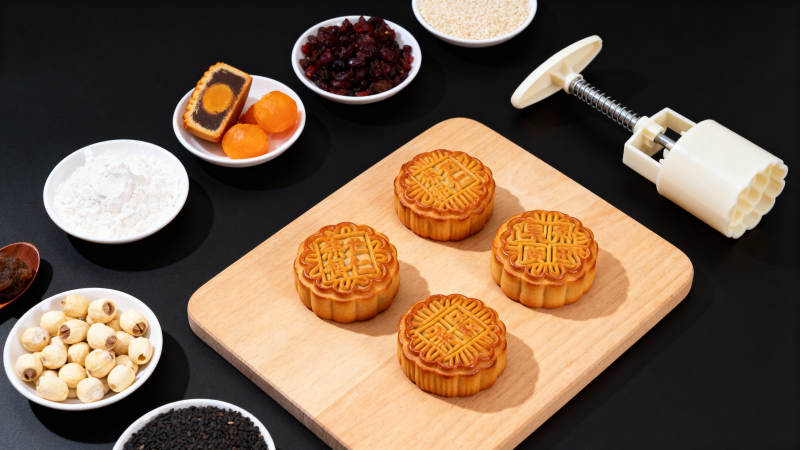 中秋月饼制作图图片