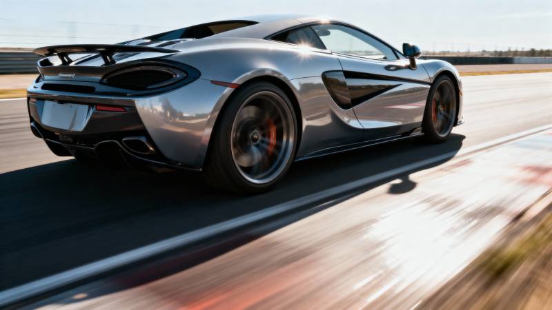 银色超跑疾驰公路图片