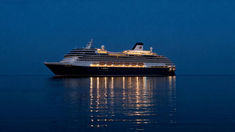 夜航邮轮灯火辉煌图片