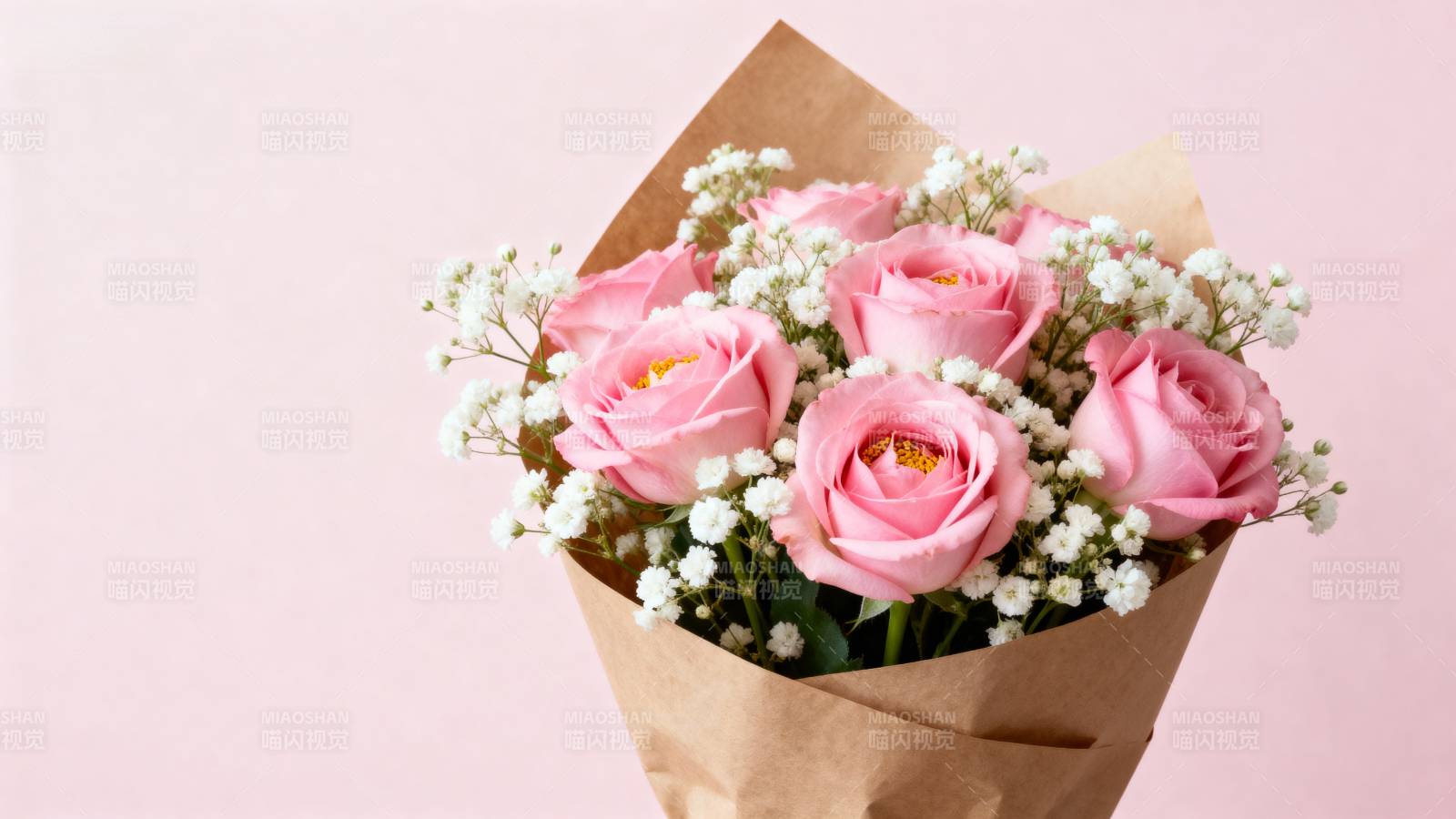 粉玫瑰花束图片