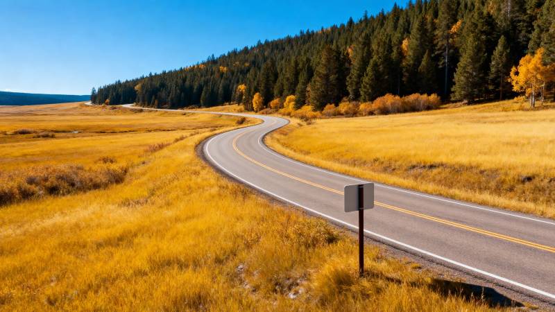 秋日公路美景图片