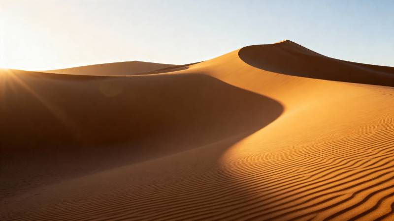 沙漠日出美景图片