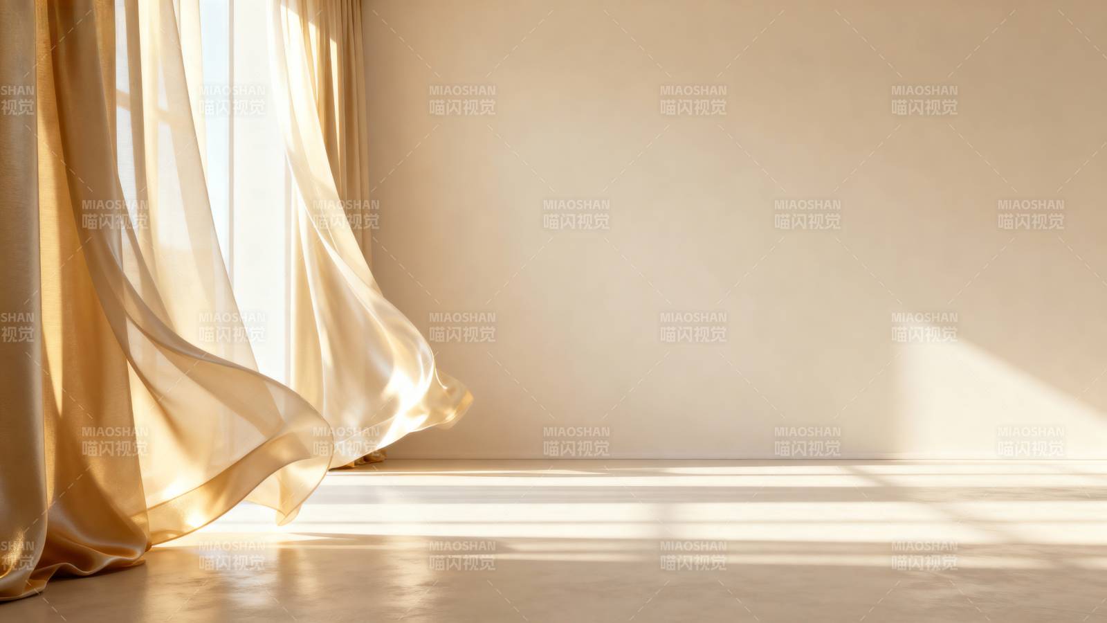 阳光轻拂窗帘影图片