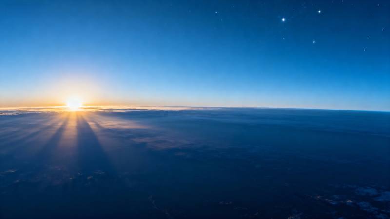 日出云海星辰图片