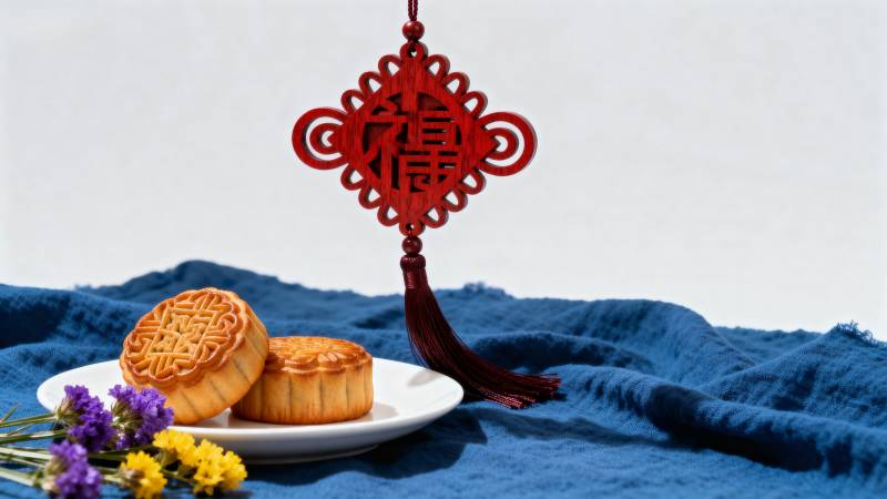 中秋月饼与福字挂饰图片