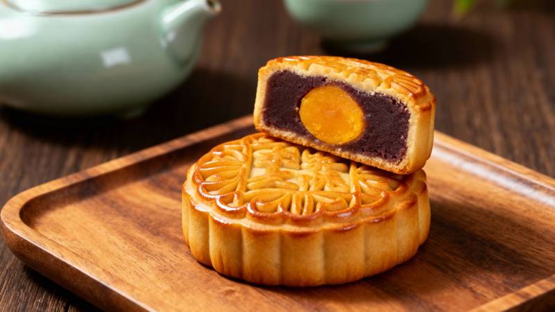 蛋黄莲蓉月饼图片