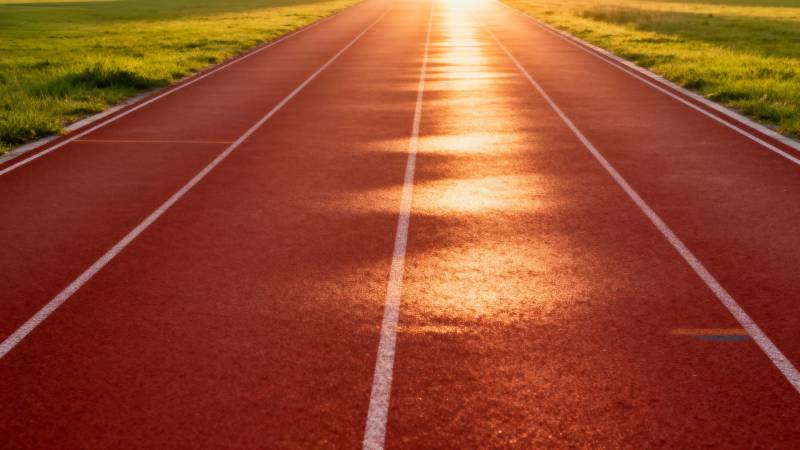 跑道上的金色晨光图片