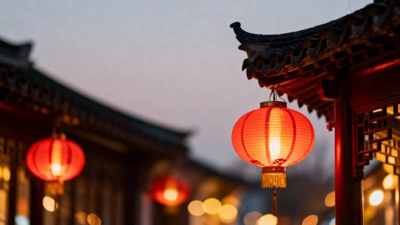 古街红灯映夜色图片