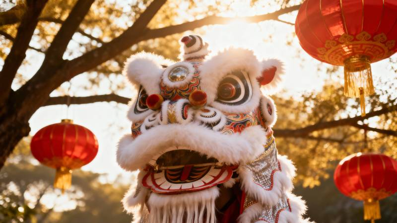 舞狮迎新春图片