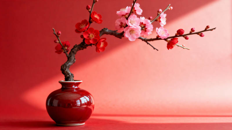 红梅绽放春意浓图片