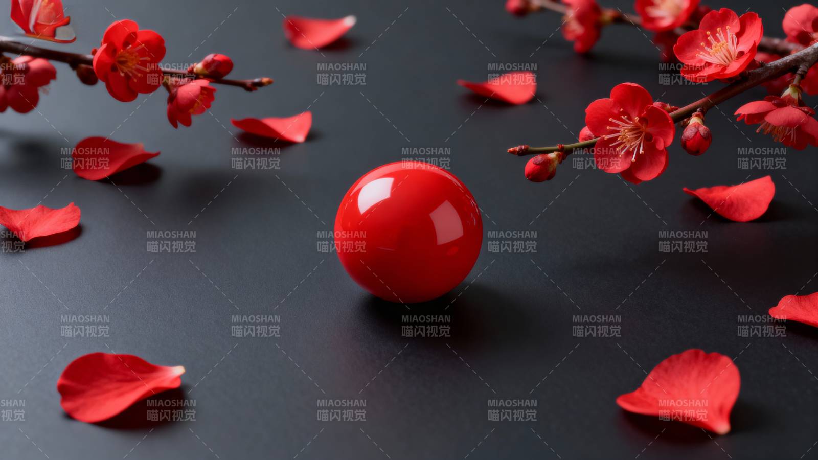 红球与梅花共舞图片