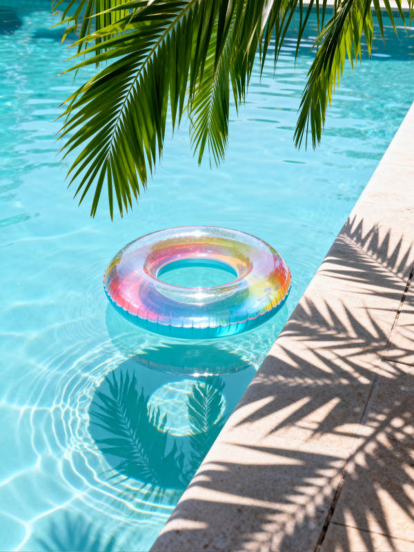 泳池彩虹圈图片