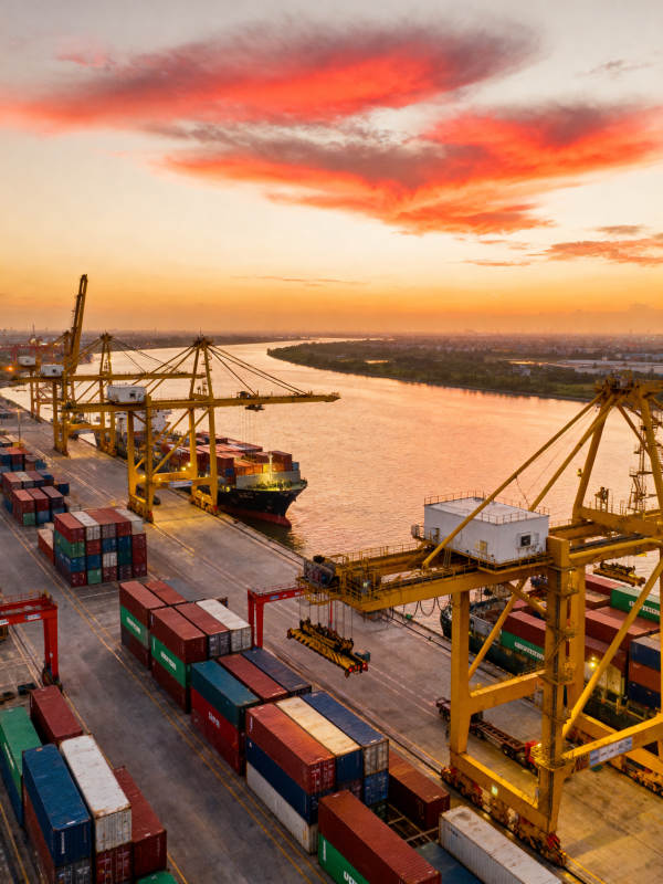 港口日落集装箱图片