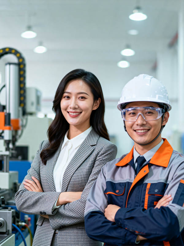 工厂里的微笑搭档图片