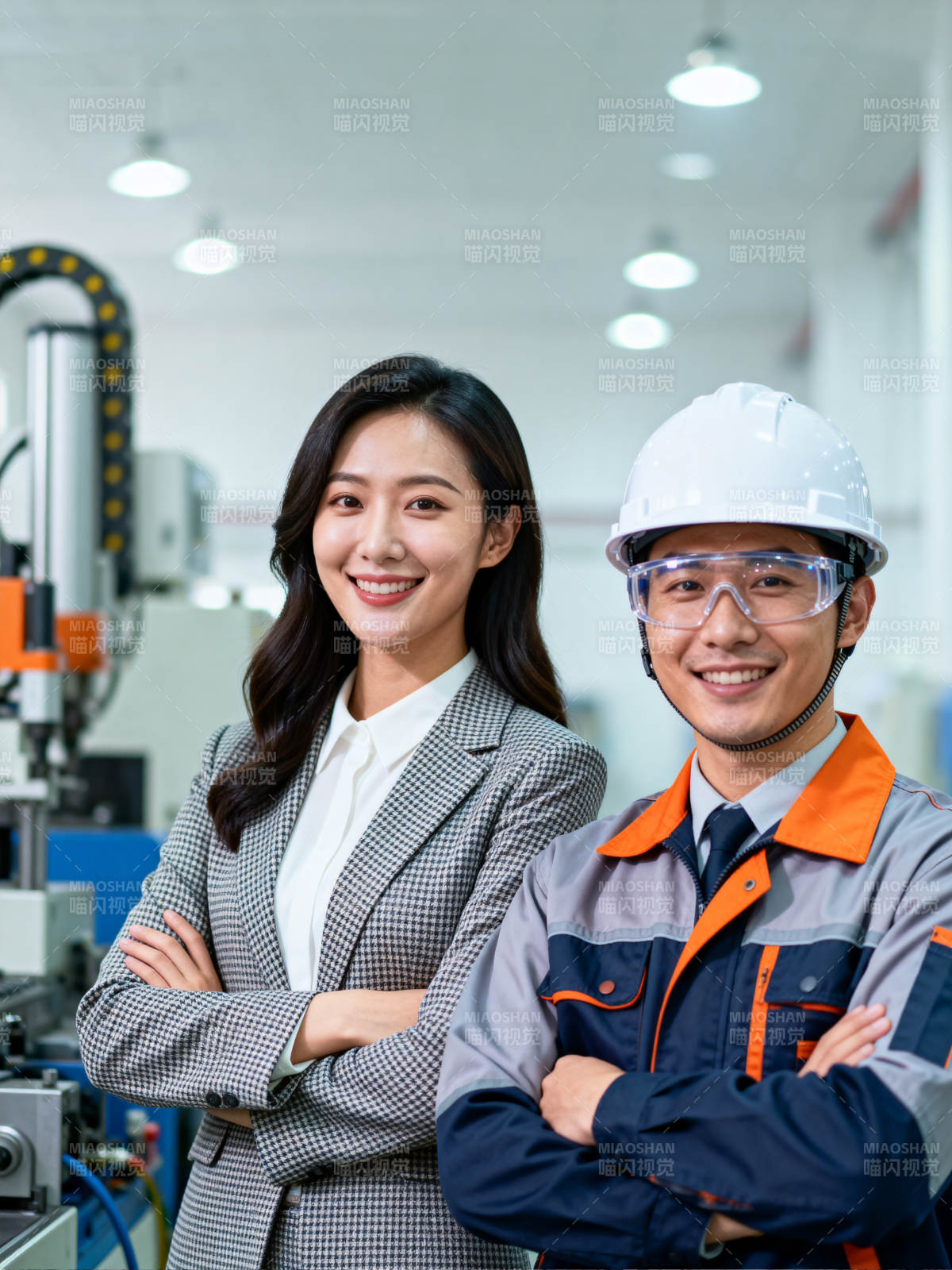 工厂里的微笑搭档图片
