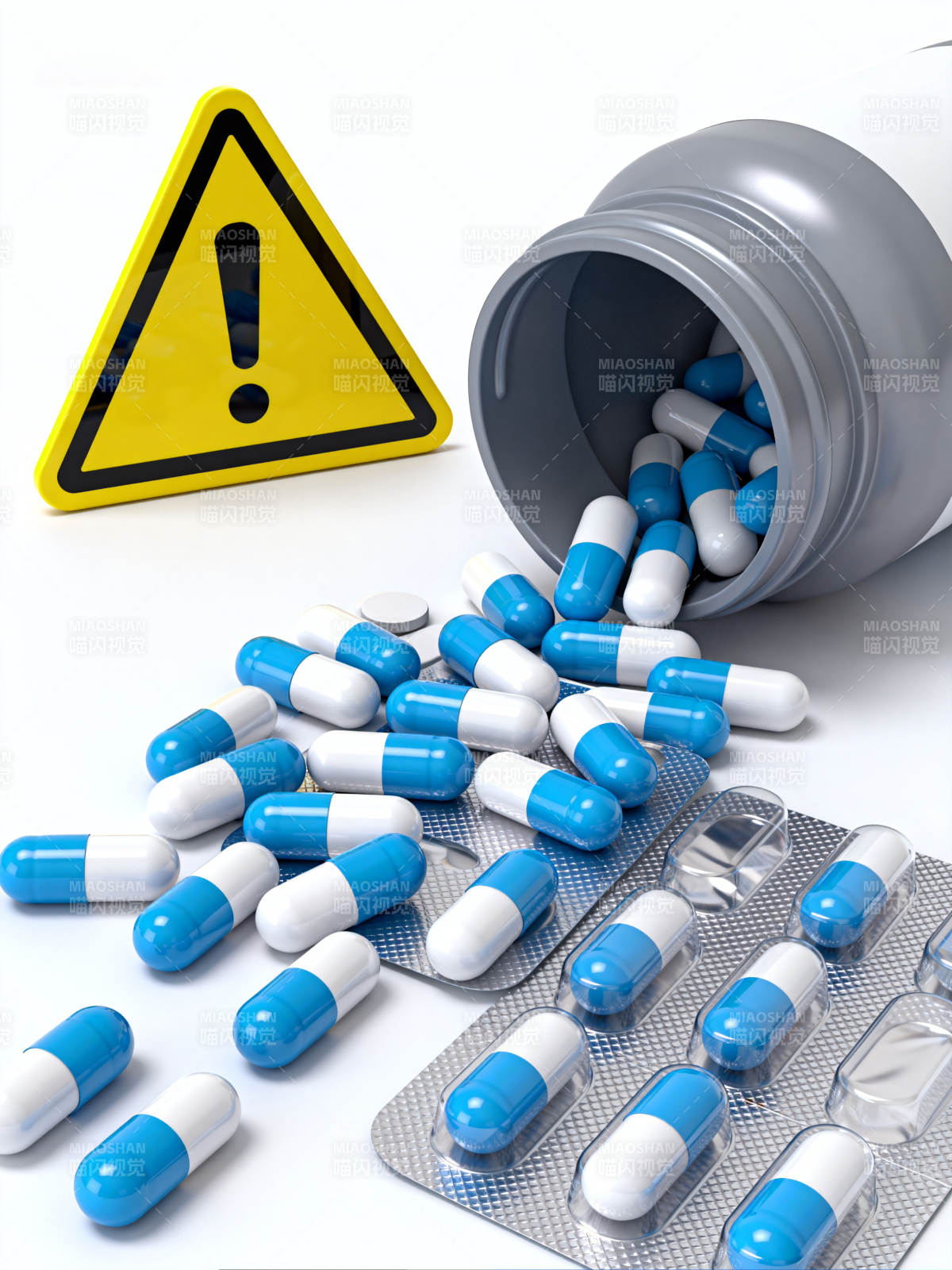 药片散落警示图片
