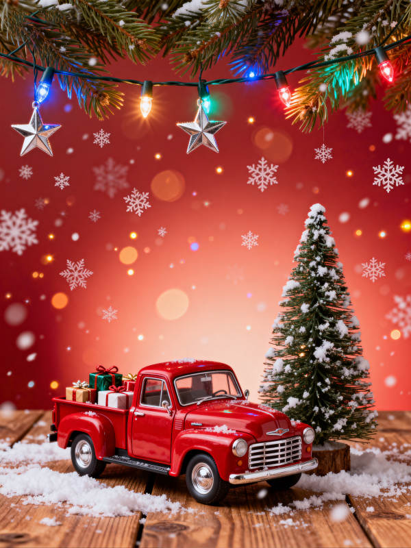 圣诞红车送礼忙图片