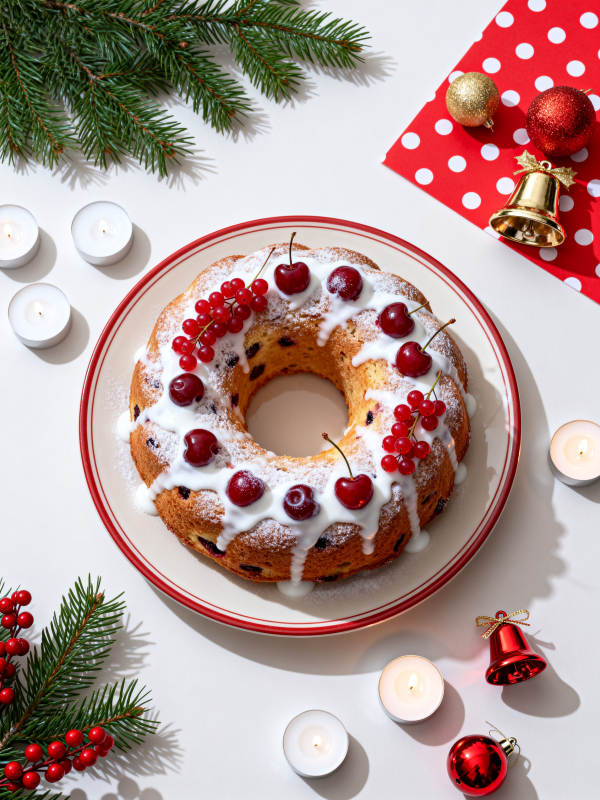 圣诞樱桃蛋糕图片