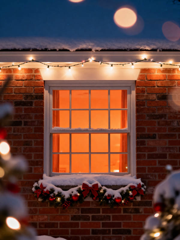 暖窗雪夜 圣诞温馨图片