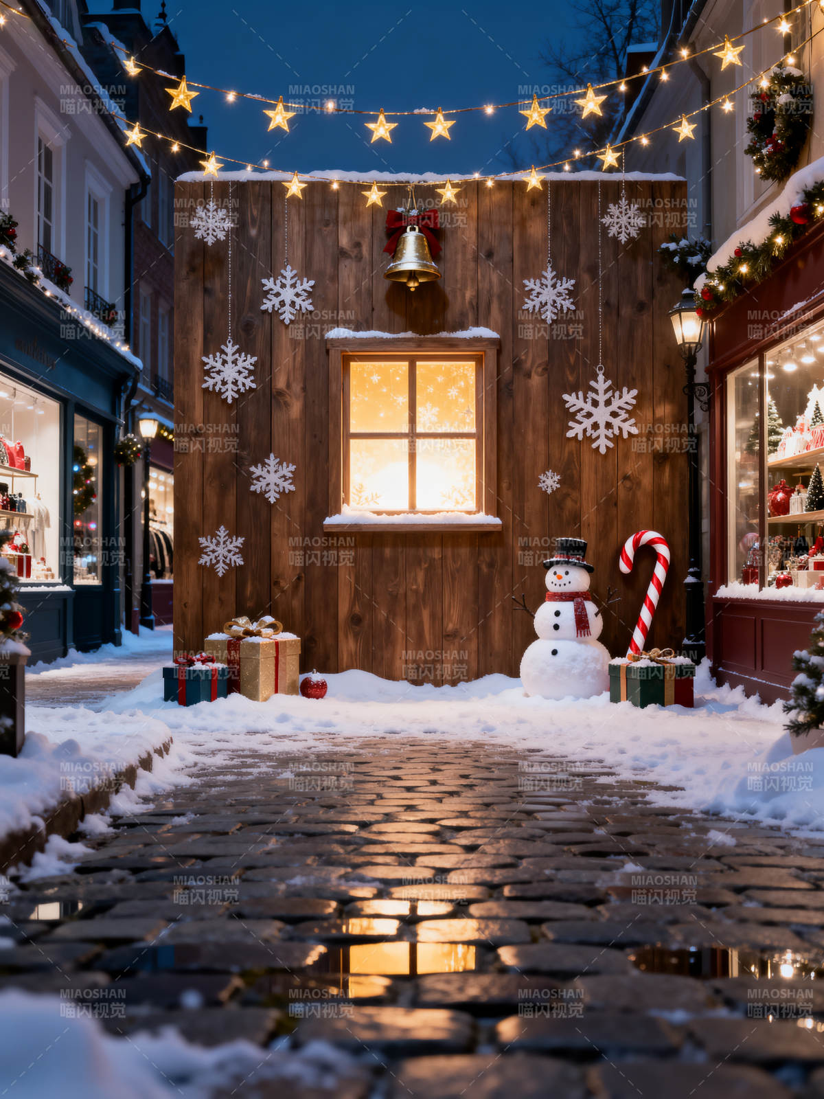 圣诞夜市小屋图片