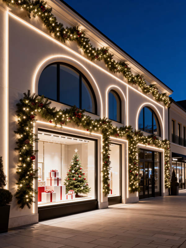 圣诞橱窗夜景图片