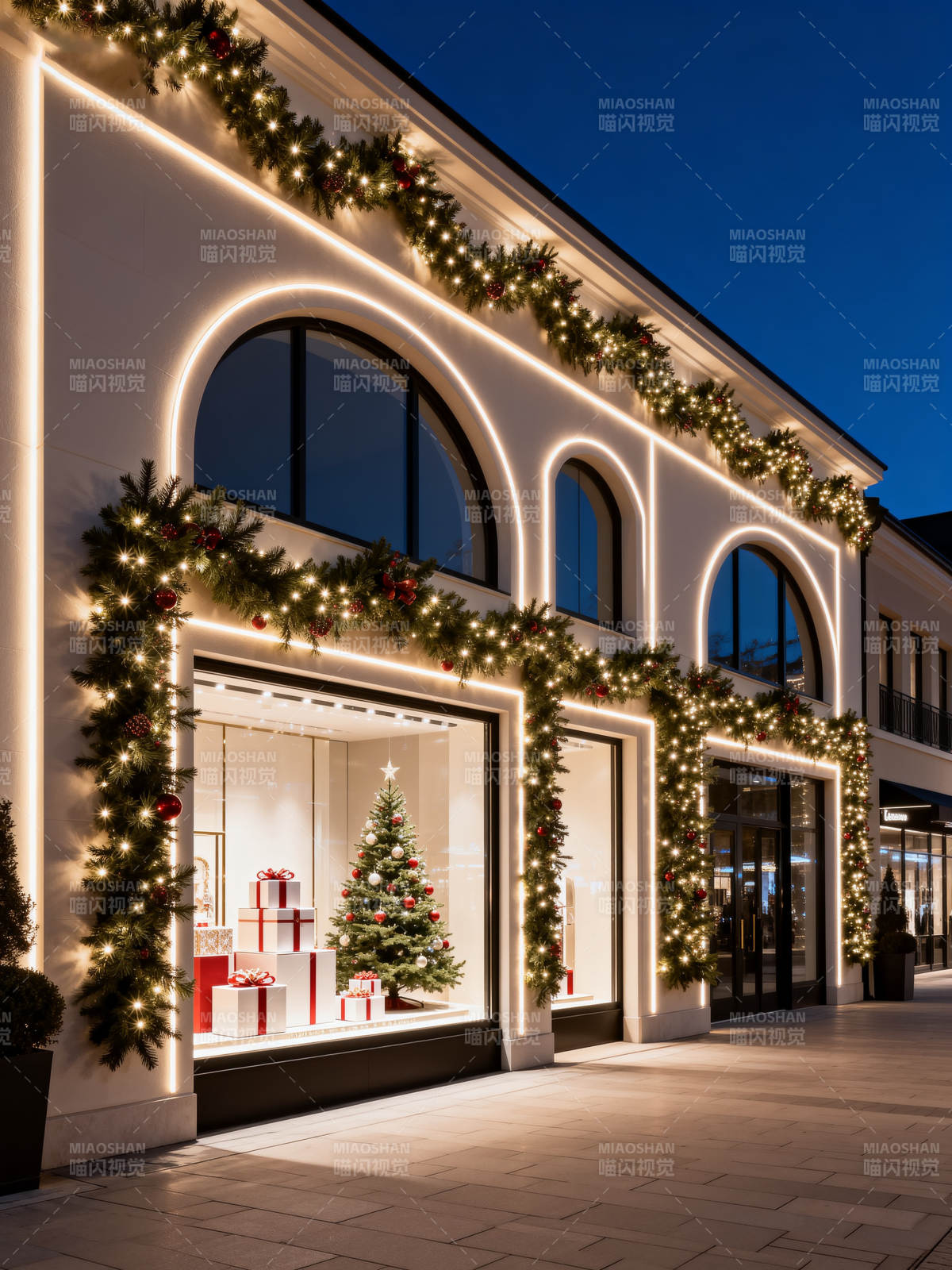 圣诞橱窗夜景图片