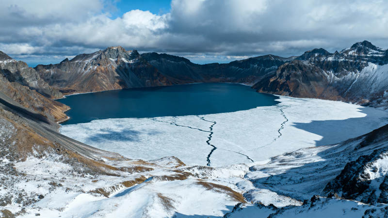 雪山冰湖风光图片