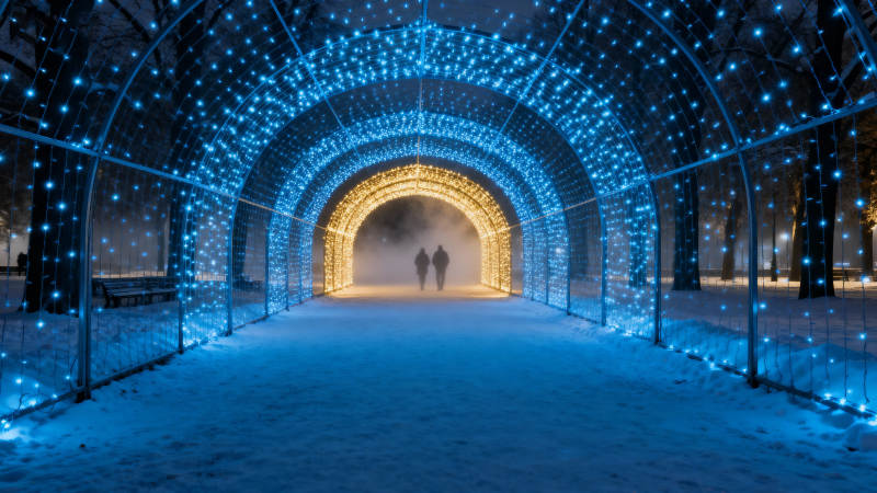 星光隧道冬夜行图片