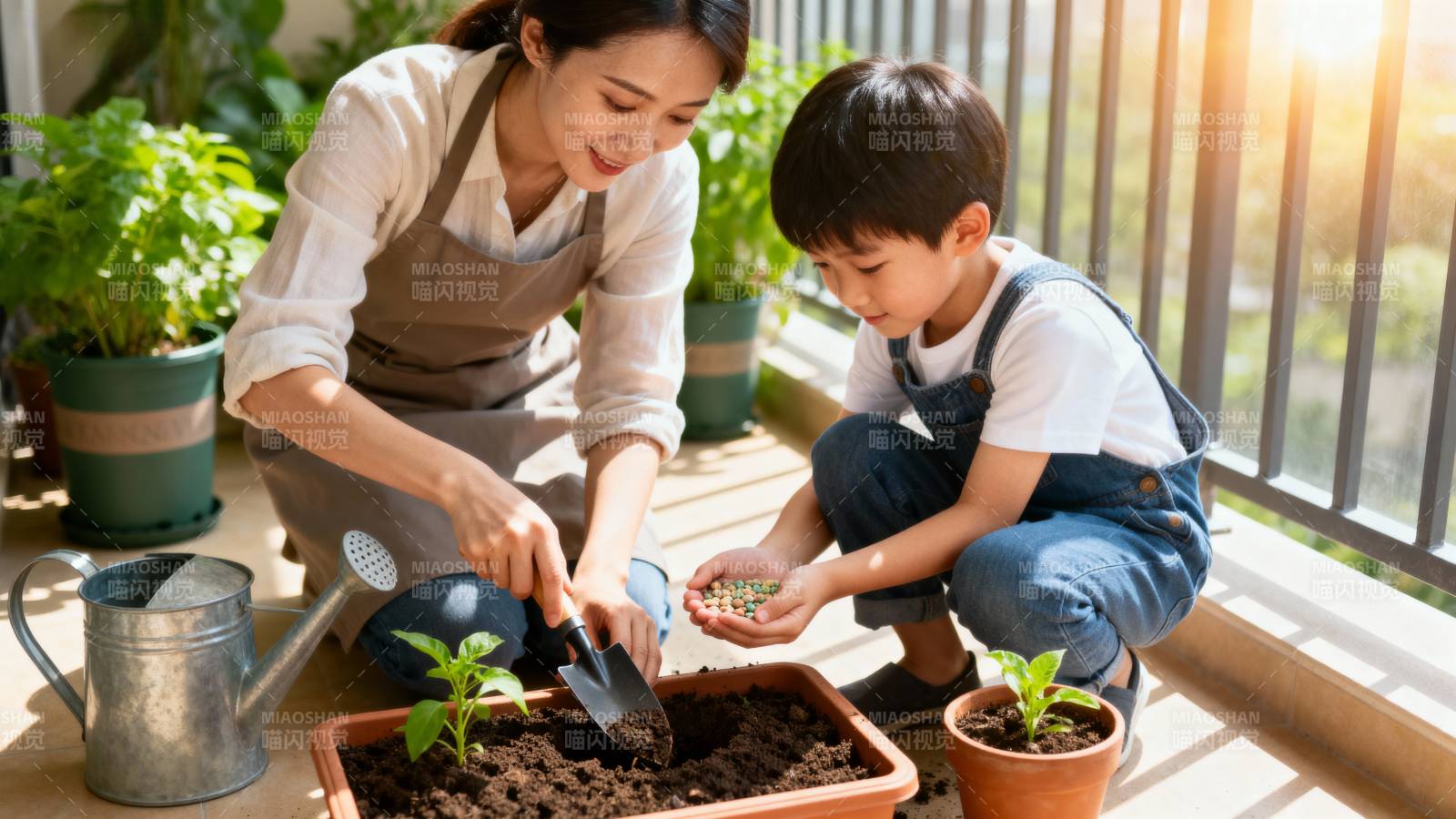 亲子种花乐图片
