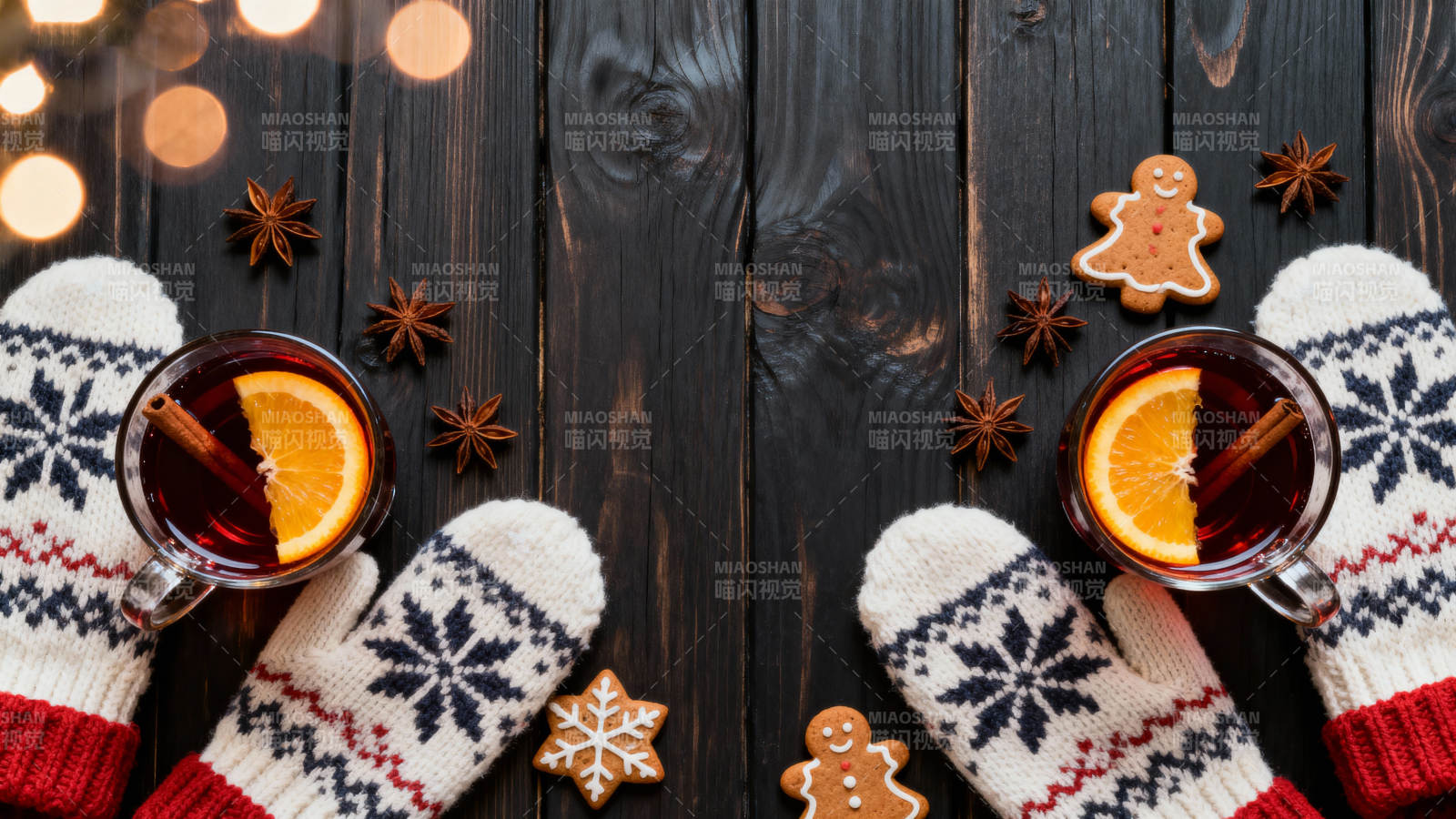 冬日暖饮与手套图片