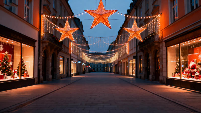 圣诞街景夜色璀璨图片