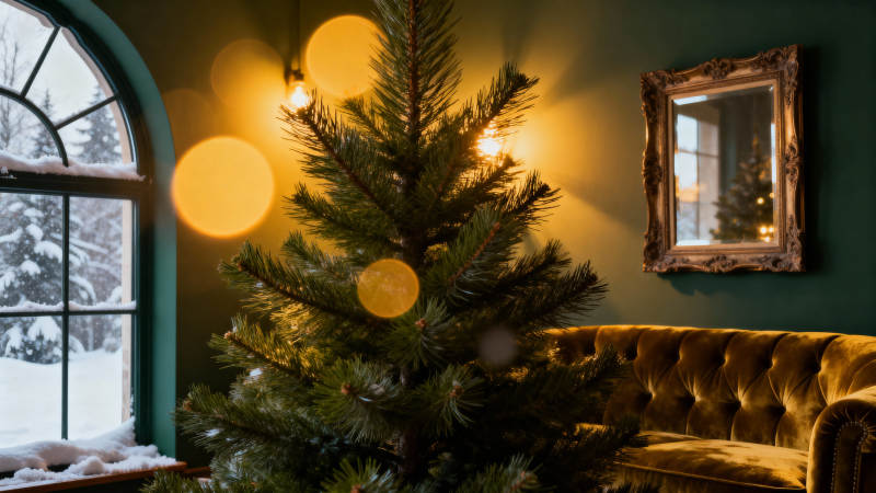 圣诞树旁的温馨角落图片