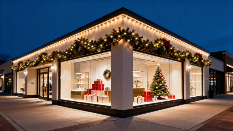 圣诞橱窗夜景图片