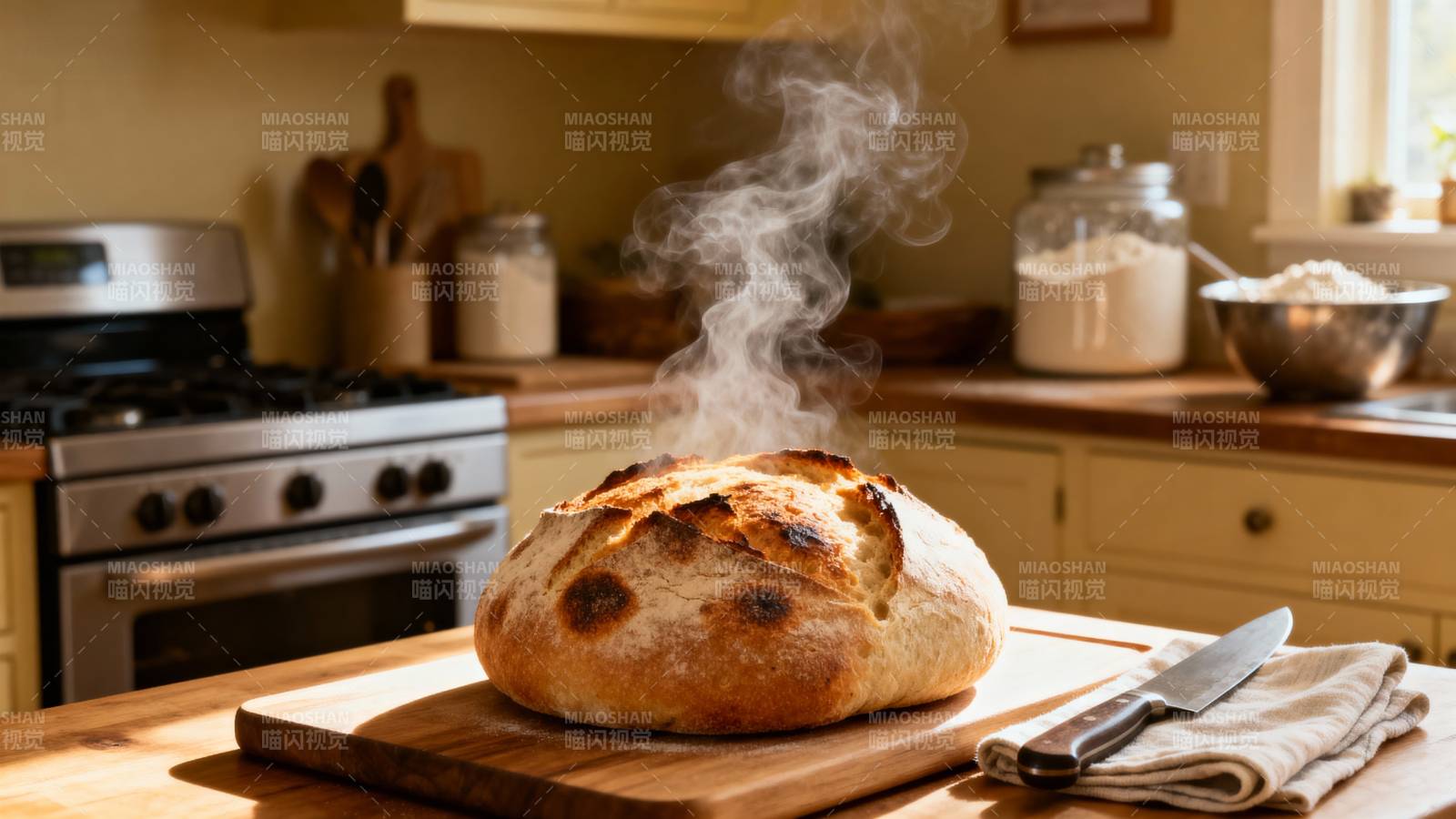 新鲜出炉的面包图片