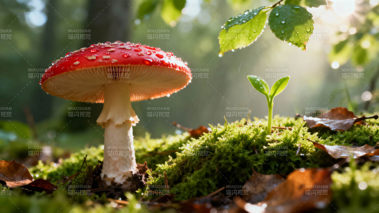 红菇与嫩芽共舞图片