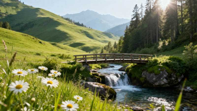 山间溪流美景图片