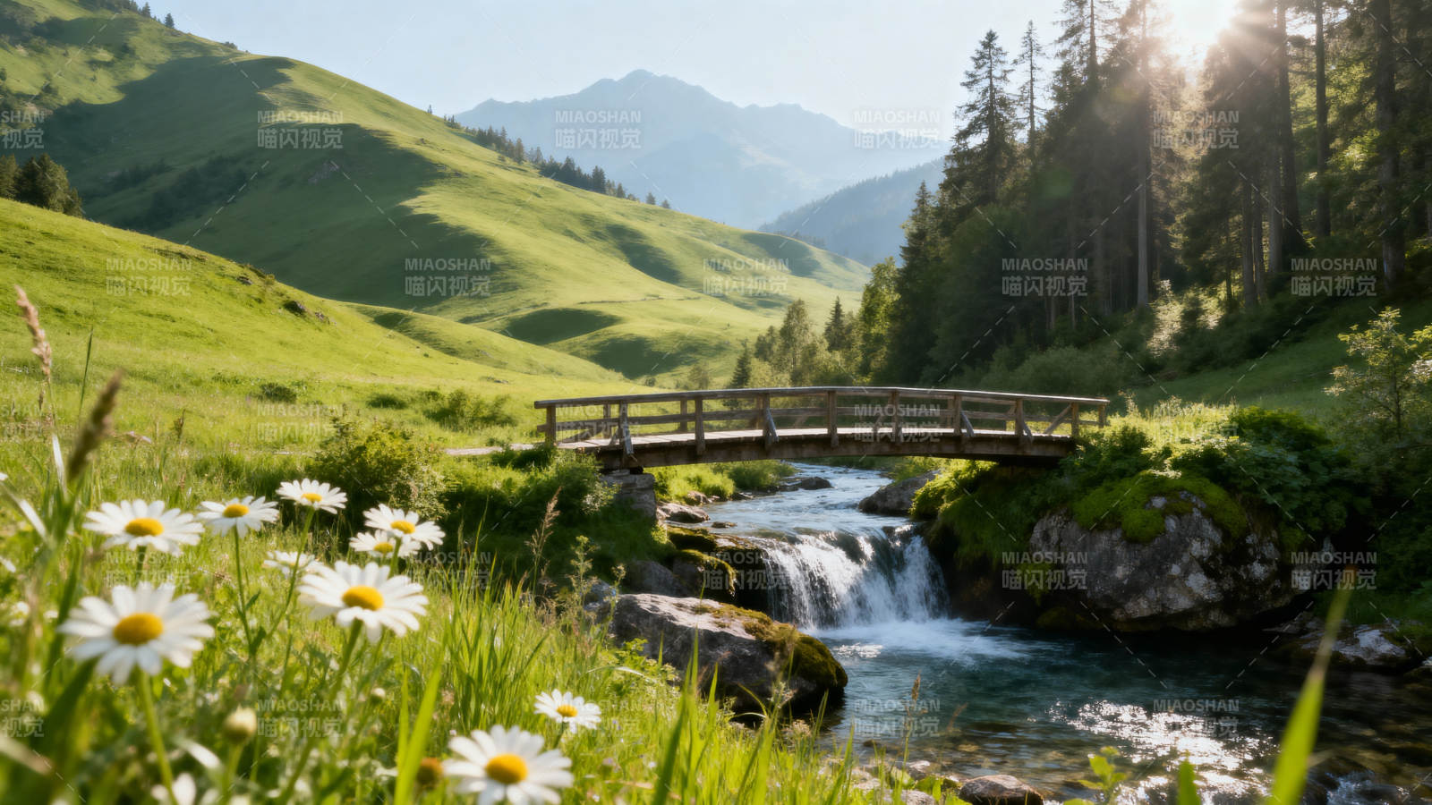 山间溪流美景图片