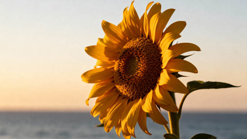 向日葵迎海日图片