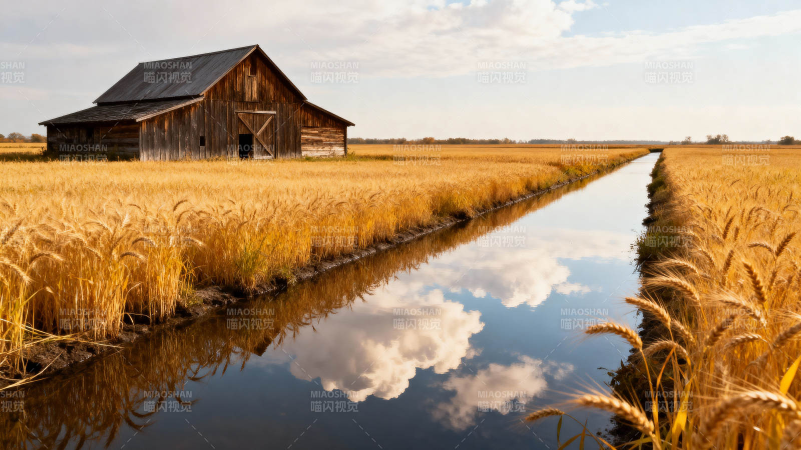 金田水镜映云天图片