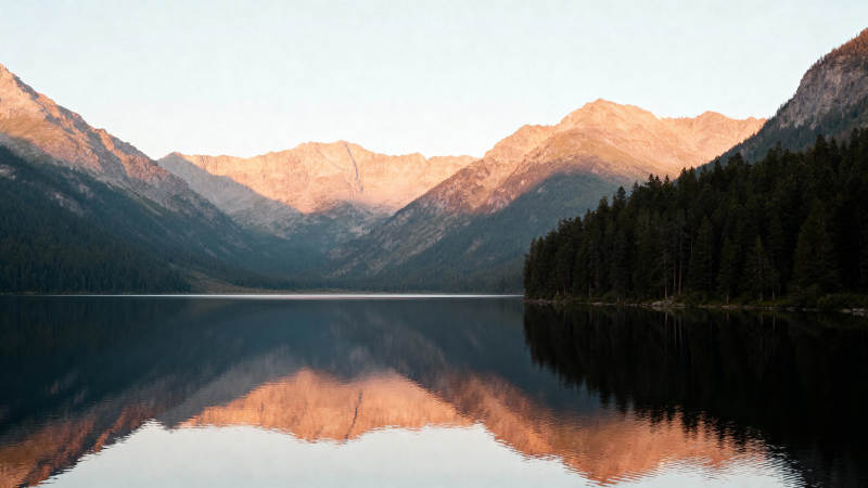 湖光山色映晨曦图片