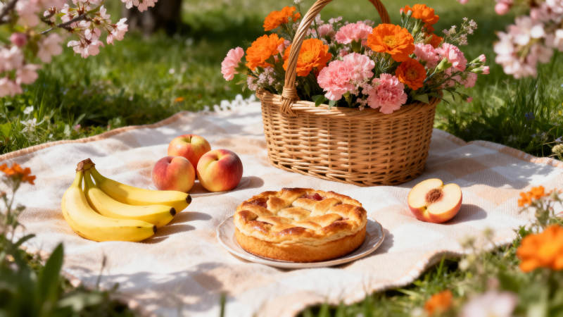 春日野餐果香四溢图片