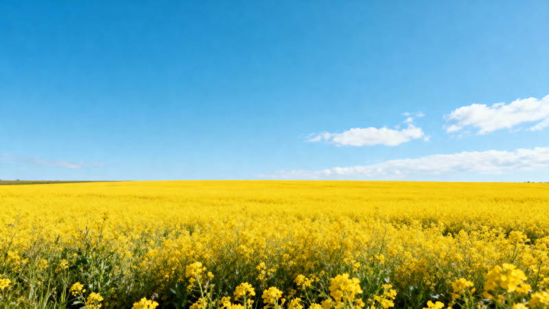 金黄花海映蓝天图片