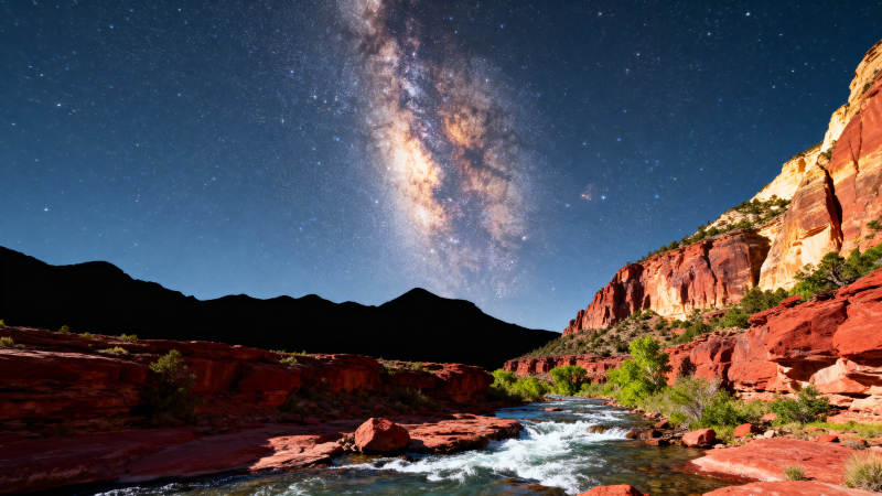 银河峡谷夜景图片