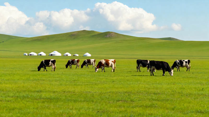 草原牧牛图图片