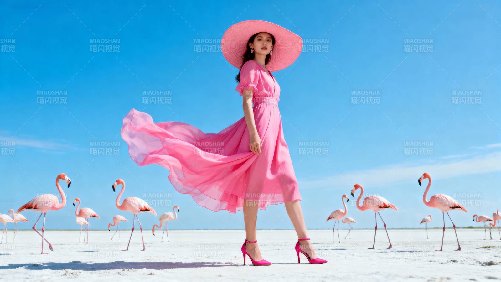 粉红裙舞 火烈鸟伴图片