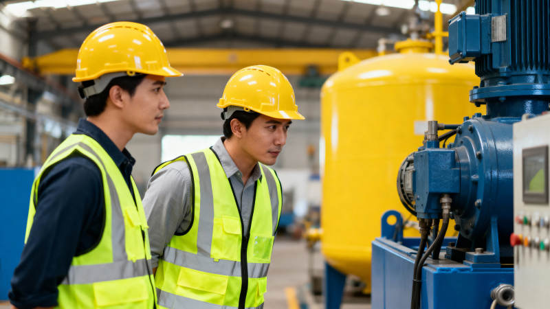 工厂工人检查设备图片