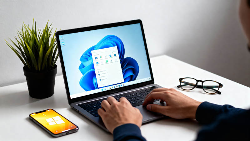 办公桌前使用笔记本图片