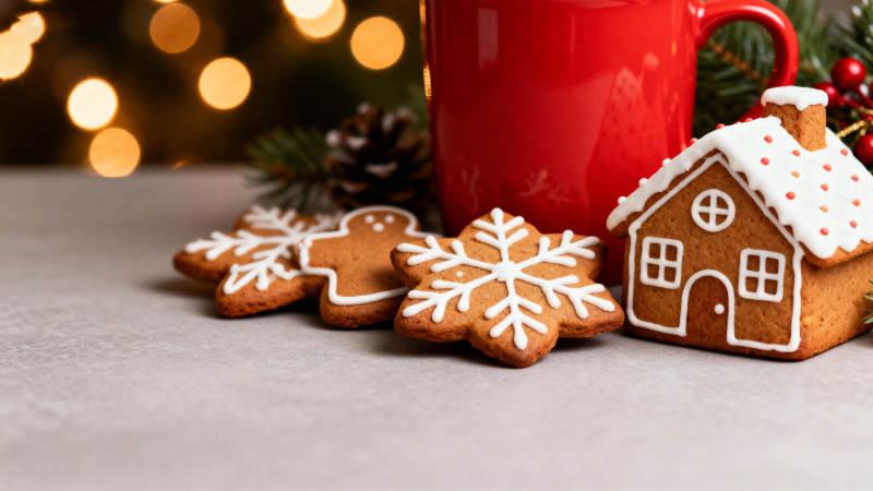 圣诞姜饼屋与饼干图片